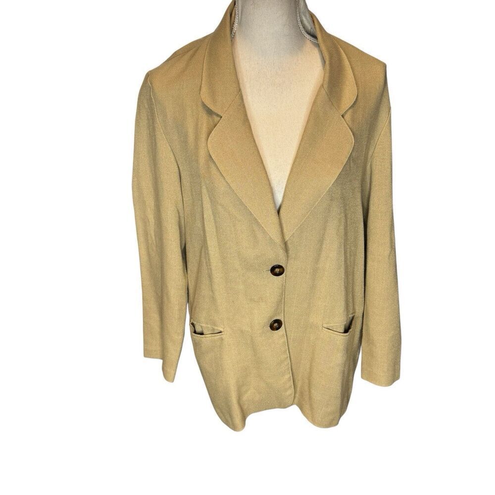 Vintage Alfred Dunner Women’s Tan Linen Blazer Lined Size 10 Made In USA
